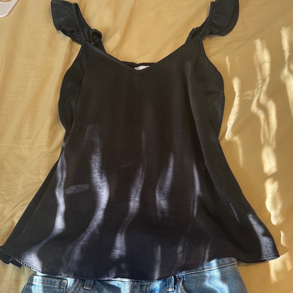 LC Lauren Conrad Black Camisole with Ruffle Straps